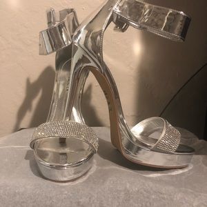 Shoe republic silver rhinestone heels